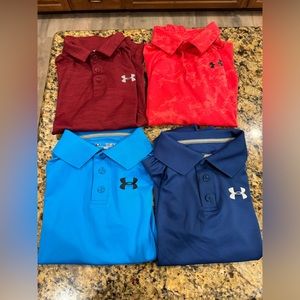 Lot of 4 - Boys Under Armour Polo Shirts - all size Medium 🏀⚽️🏈